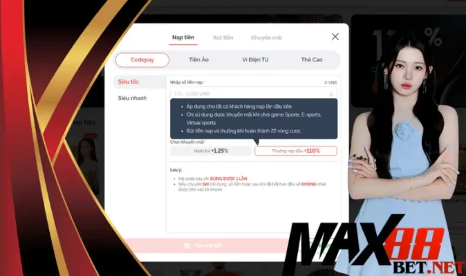 Max88 khuyến mãi nạp đầu thưởng 110% có điều kiện gì?