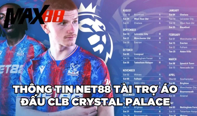 Thông tin NET88 tài trợ áo đấu CLB Crystal Palace
